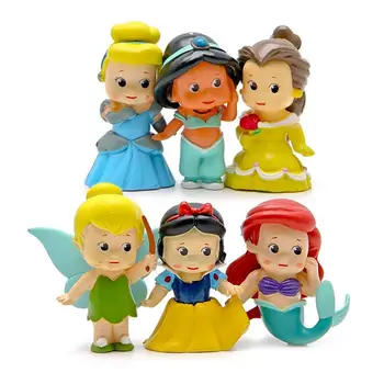 Disney Animācijas Filmas, 6 gab. / daudz Princese Rotaļlietas sniegbaltīte Bell Sirēna PVC Rīcības Attēls Rotaļlietu