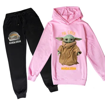 Disney Baby Yoda Bērnu Apģērbs, Uzvalki Kawaii Yoda Bērnu Drukāts Apģērbu Komplekti Pavasara Modes Bērni, Zēni, Meitenes, Hoodies Bikses, Uzvalks
