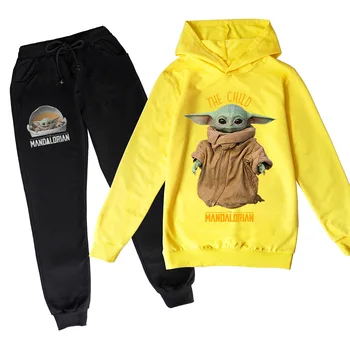 Disney Baby Yoda Bērnu Apģērbs, Uzvalki Kawaii Yoda Bērnu Drukāts Apģērbu Komplekti Pavasara Modes Bērni, Zēni, Meitenes, Hoodies Bikses, Uzvalks