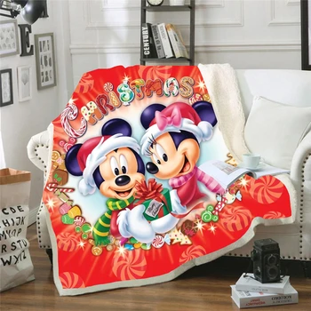 Disney Cartoon Sedziņa Plīša Bērniem, Pieaugušajiem Mickey Minnie Drukāt Sherpa Fleece Pārklājs Segu Ziemassvētku Grift