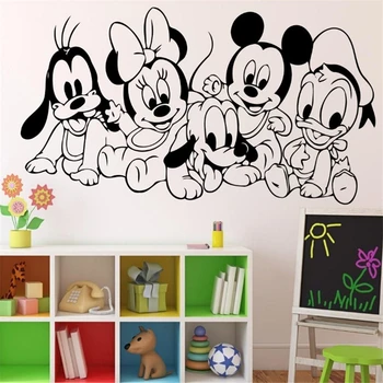 Disney Mickey Donald Duck Draugiem, Vinila Sienas Uzlīmes Mākslas Dekori Bērnu Istabas, Guļamistabas Piederumi Dzīvojamā Istaba Interjera Aksesuāri