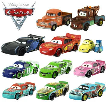Disney Pixar Cars3 24 gabals Sakausējuma Auto Modeli Speed Challenge Melnā Vētra Jackson McQueen Automašīnas 3 DXV29 Bērnu Rotaļu Dzimšanas dienas Dāvana