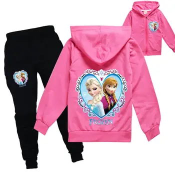 Disney Saldēti Meiteņu Apģērbu Komplekti, Bērnu Modes Mētelis un Elsas Komplekts Bērniem, Apģērbs Pavasara Rudens Sporta Tērps Tracksuit