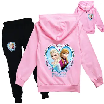 Disney Saldēti Meiteņu Apģērbu Komplekti, Bērnu Modes Mētelis un Elsas Komplekts Bērniem, Apģērbs Pavasara Rudens Sporta Tērps Tracksuit