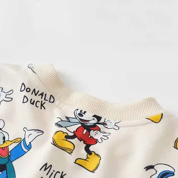 Disney Sporta Krekls Modes Donald Duck Mickey Mouse, Karikatūra Izdrukāt Garām Piedurknēm O-Veida Kakla Streetwear Harajuku Sieviešu Topi Brīvs Sieviete
