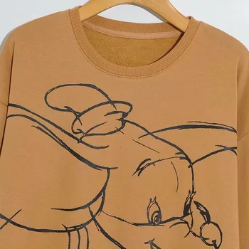 Disney Sporta Krekls Sieviešu Multiplikācijas Filmu Zilonis Dumbo Pulovers O-Veida Kakla Ar Garām Piedurknēm, Sieviešu Ikdienas Mīksti Topi Vintage Harajuku Streetwear