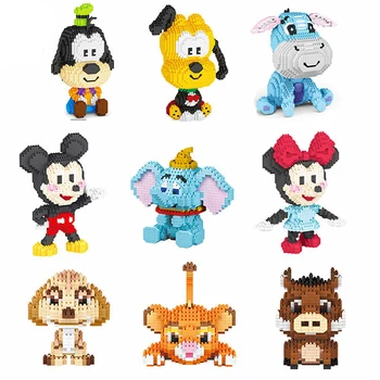 Disney Sērijas Diamond Celtniecības Bloki, Eeyore Plutons Mickey Mouse Simba Lion Timon Pumbaa Mikro Ķieģeļu Skaitļi Mini Grupu Rotaļlietas