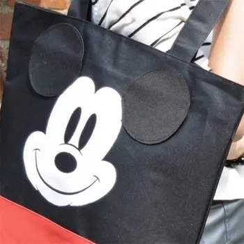 Disney cartoon Mickey mouse Sieviešu audekls pleca soma lielas jaudas portatīvo karikatūra soma, iepirkšanās somas