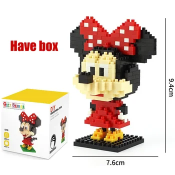 Disney plastmasas mini bloki mickey Minnie donald duck karikatūra diy modelis mikro ēka, ķieģeļu bloki darbības rādītāji rotaļlietas bērniem