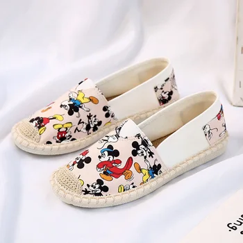 Disney vasaras jauna meitene maza auduma kurpes zēniem, meitenēm slinks austi kurpes childrencasual kurpes Mickey Mouse sieviešu kurpes