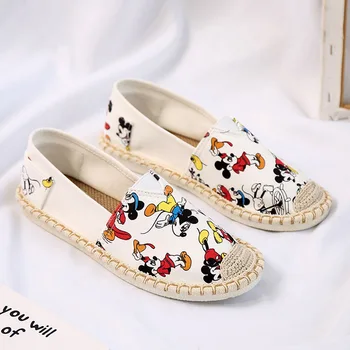 Disney vasaras jauna meitene maza auduma kurpes zēniem, meitenēm slinks austi kurpes childrencasual kurpes Mickey Mouse sieviešu kurpes