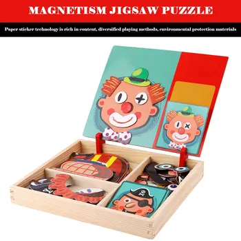 Diy Magnētisko Puzzle Sejas Vaibsti, Sejas Spēle Zīdaiņu Bērnu Agrās Bērnības Izziņas Pārī Puzzle Spēkā Koka Rotaļlietas