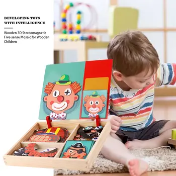 Diy Magnētisko Puzzle Sejas Vaibsti, Sejas Spēle Zīdaiņu Bērnu Agrās Bērnības Izziņas Pārī Puzzle Spēkā Koka Rotaļlietas