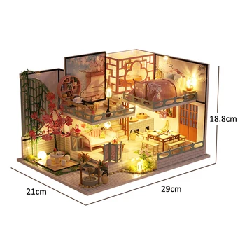 Diy Miniatūra leļļu Namiņš Modelis Komplektu, Lelli, Mājas mēbeles, Mēbeles Ķīniešu Stila Koka Māja Pieaugušajiem, Rotaļlietas Bērniem jaungada Dāvanu