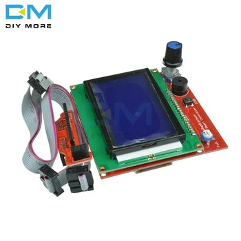 Diymore 12864 šķidro kristālu Displejs Smart Controller Panelis Zilā Ekrāna Modulis arduino 3D Printeri RAMPAS ar Adapteri un Vadu