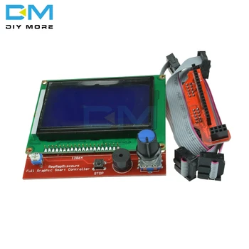 Diymore 12864 šķidro kristālu Displejs Smart Controller Panelis Zilā Ekrāna Modulis arduino 3D Printeri RAMPAS ar Adapteri un Vadu