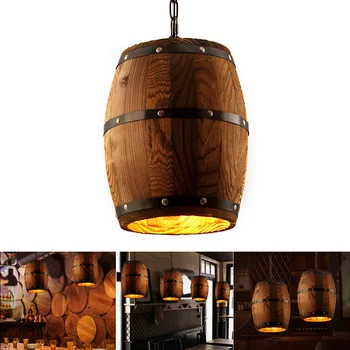 Drewna beczka na wino wiszące oprawa wisiorek oświetlenie nadaje się darīt baru Kafejnīca światła lampa sufitowa restauracj
