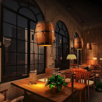 Drewna beczka na wino wiszące oprawa wisiorek oświetlenie nadaje się darīt baru Kafejnīca światła lampa sufitowa restauracj