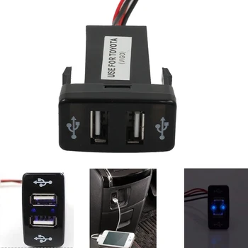 Dual USB 2 Ports Interfeisa Ligzda Lādētāju Tālrunim, MP3, MP4, GPS Kameras Auto Strāvas Adaptera Ligzda 