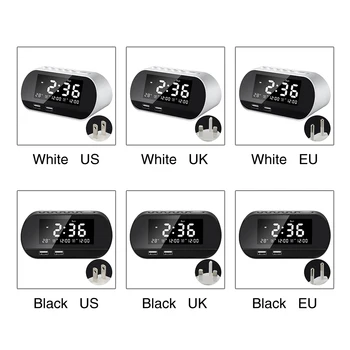 Dual USB Tālruņa Lādētāju Mājās FM Raido Modinātājs Daudzfunkcionāls Biroja Regulējamu Spilgtumu LCD Displejs Perpetual Kalendārs