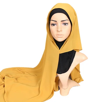 Dubultā Cilpa šifona hijab šalle foulard femme musulman šalles un wraps galvas lakati musulmaņu lakatu malaizija hijab turban