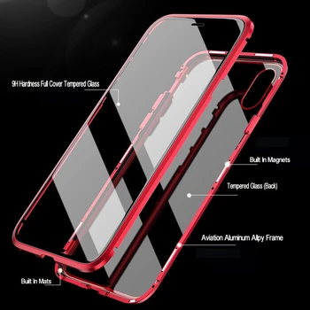 Dubultā Sānu Stikls 360 Magnētisko Adsorbcijas Lietā Par iphone 12 11 Pro Max XR-X XS Max 7 8Plus Triecienizturīgs Front+back Rūdīts Stikls