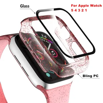 Duoteng Mirdzoši Caurspīdīgu Vāciņu Apple Skatīties 5 4 3 2 1 Mīksts TPU Ekrāna Aizsargs, Ja+Stikls iWatch 4 3 42mm 38/40mm 44mm