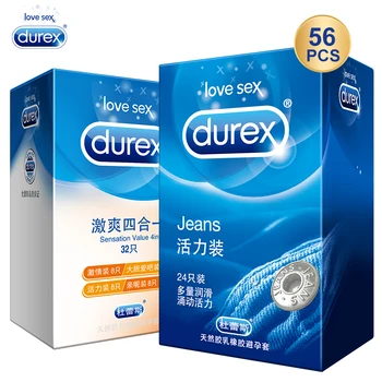 Durex Prezervatīvs 56Pcs Sajūta Vērtība 4in1 Ultra Plānas Dubultā Smērvielas Seksa Produkti Intīmo Preču Dzimumlocekļa Gailis Piedurknēm Sekss Vīriešiem