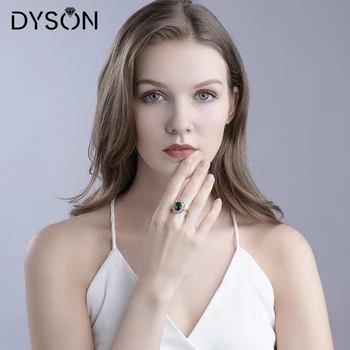 Dyson 925 Sterling Silver Gredzeni Sievietēm, Romantisku Zieda Forma Izveidots Rubīns Ovālu Gredzenu Dzimšanas Dienas Dāvanas Luksusa Smalkas Rotaslietas