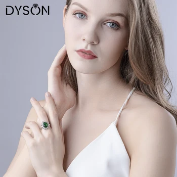 Dyson 925 Sterling Silver Gredzeni Sievietēm, Romantisku Zieda Forma Izveidots Rubīns Ovālu Gredzenu Dzimšanas Dienas Dāvanas Luksusa Smalkas Rotaslietas