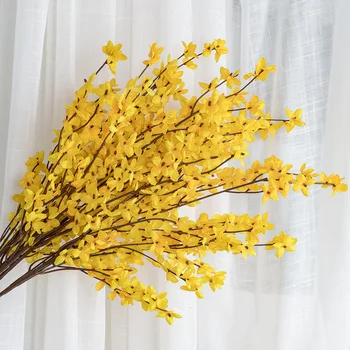 Dzeltenas Puķes Ziemas Jasmīns Dejas Orhideju Viltus Ziedu Zīda Plastmasas Mākslīgo Ziedu Mājas, Kāzu Svinības, Ziedu Dekori
