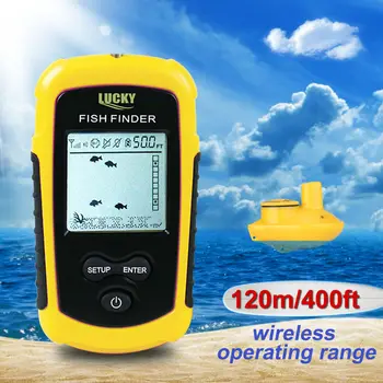 Dziļāk fish finder sonar laimīgs ffw1108-1 bezvadu lcd dziļums fishfinder FFW1108-1 fish finder zvejas bezmaksas piegāde