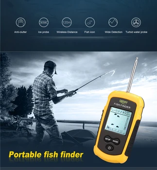 Dziļāk fish finder sonar laimīgs ffw1108-1 bezvadu lcd dziļums fishfinder FFW1108-1 fish finder zvejas bezmaksas piegāde