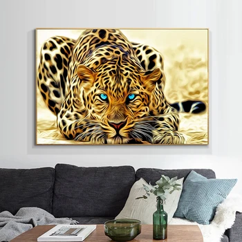 Dzīvniekiem Zelta Gepards, Mākslas Plakāti un Izdrukas Dekoratīvo Sienas, Attēlus Leopard Audekls Gleznas Dzīvojamā Istaba Dekori Cuadros