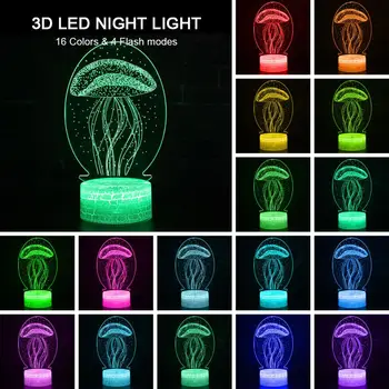 Dzīvnieku 3D LED Nakts apgaismojums Tālvadības Galda Galda Lampa Laterna Karikatūra 16 Krāsu Ilūziju Luminaria, Lavas Lampas Dekors Bērnu Bērni Ziemassvētku Dāvanu