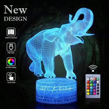 Dzīvnieku 3D LED Nakts apgaismojums Tālvadības Galda Galda Lampa Laterna Karikatūra 16 Krāsu Ilūziju Luminaria, Lavas Lampas Dekors Bērnu Bērni Ziemassvētku Dāvanu