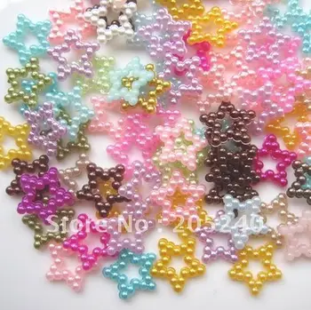 Dzīvoklis atpakaļ pērle zvaigzne DIY apdare jauktās krāsas(2000pcs/maiss) par 13mm