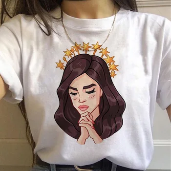 Dāmas, Grafiskais Dizains, Druka, T-krekls, Skaistā korejas T-krekls Sieviešu Sieviešu T-krekls Lana Del Rey Ulzzang O-veida kakla T-krekls