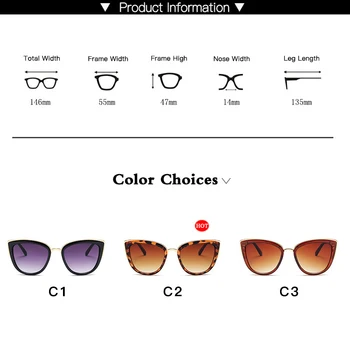 Dāmas Modes Cat Eye Saulesbrilles Plastmasas Rāmis Brilles, Leoparda Krāsā, Saulesbrilles