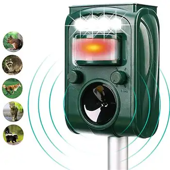 Dārza Saules Powered Ultraskaņas Āra Dzīvnieku Repeller Kustības Sensoru, Zibspuldzi LED Gaismas Suns, Kaķis Jenots Trušu Dzīvnieku Dispeller