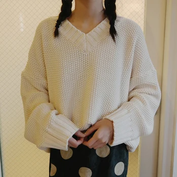 Džemperi, Sievietēm, Cietā Salātu Retro Harajuku Preppy Stils Pamata Trikotāžas Džemperi Visu maču Virsdrēbes Meitenēm Populāri Tunika Rudens