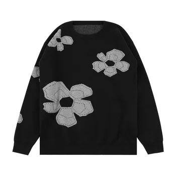 Džemperis Vīriešiem Harajuku Streetwear Hip Hop Ziedu Vīriešu Apģērbs Džemperi O-veida kakla Lielajam Modes Gadījuma Pāris Vīriešu Džemperi