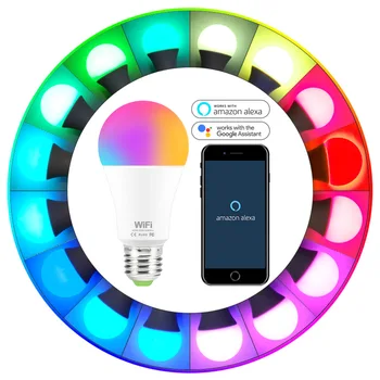 E27/B22 Burvju WiFi Smart Gaismas Spuldze 15W AC85-265V RGB WiFi Aptumšojami Multicolor LED Spuldzes darba ar Alexa Echo Google Home