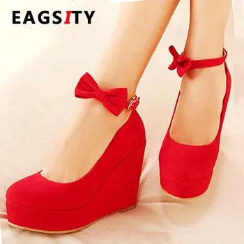 EAGSITY Red sūkņi Mary Jane kurpes sieviešu platforma kārta kājām potītes siksniņu, dāmas kleita Puse, kāzu kurpes japāna stils