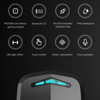 EDIFIER GM4 Bezvadu Austiņas Spēļu Austiņas Bluetooth 5.0 PixArt Zema Latentuma Touch Kontroli ar Trokšņu slāpēšanas, Balss Palīgs