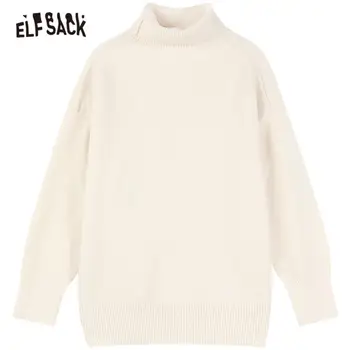 ELFSACK Multicolor Cietā Ikdienas Džemperis Adīt Džemperi Sievietēm,2020. Gada Rudenī ELF Minimālisma Tīra korejas Dāmas Pamata Ikdienas Topi