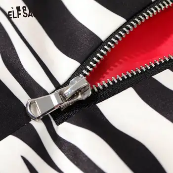 ELFSACK Zebras Svītrainais Augsta Vidukļa Mini Svārki Sievietēm,2020. Gada Rudens Melnās Tīra Rāvējslēdzēju korejas Dāmas Izdilis Pamata Ikdienas Ādas Svārki