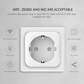 ES 16A WiFi Smart Plug Kontaktligzda Ar Power Energy Monitor Multi Plug Tuya APP Kontroles Darbus Ar Alexa, Google home Palīgs Karstā