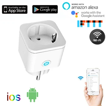 ES 16A WiFi Smart Plug Kontaktligzda Ar Power Energy Monitor Multi Plug Tuya APP Kontroles Darbus Ar Alexa, Google home Palīgs Karstā