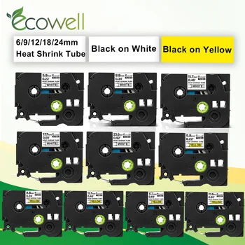 Ecowell Muticolor Siltuma Sarukt Mēģenes etiķetes, lentes 6/9/12/18/24mm HSe 211 HSe 221 HSe 231 HSe 611 HSe 231 241 Brother P-Touch